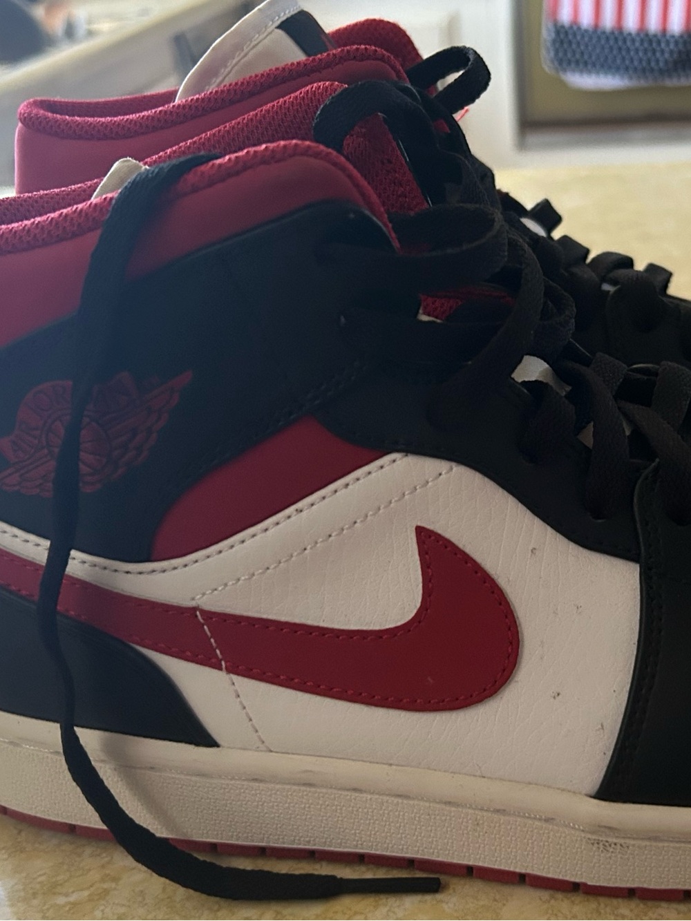 Nike Jordan White, Black & Red High-Top Sneakers US 11 - Picture 2 of 7